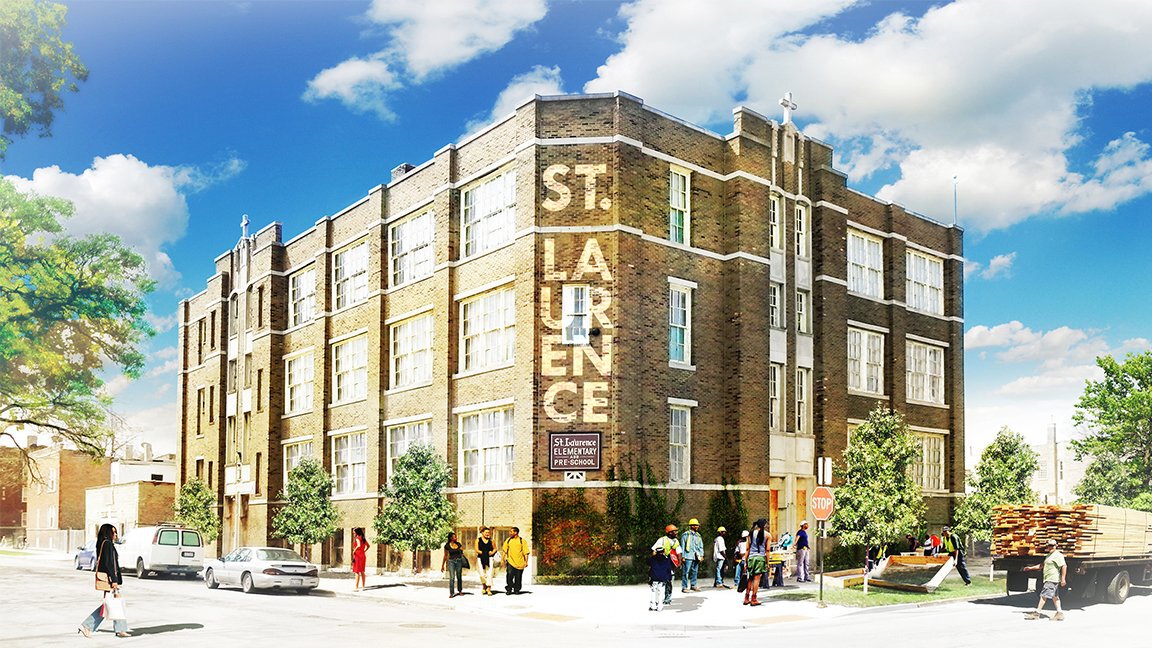 Фонд Theaster Gates Rebuild Foundation превращает начальную школу Святого Лаврентия в культурный центр Чикаго