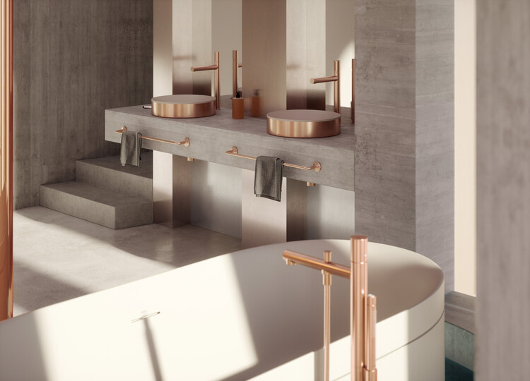 Геометрические формы и металлические акценты: вневременной подход к дизайну ванной комнаты — изображение 1 из 18
