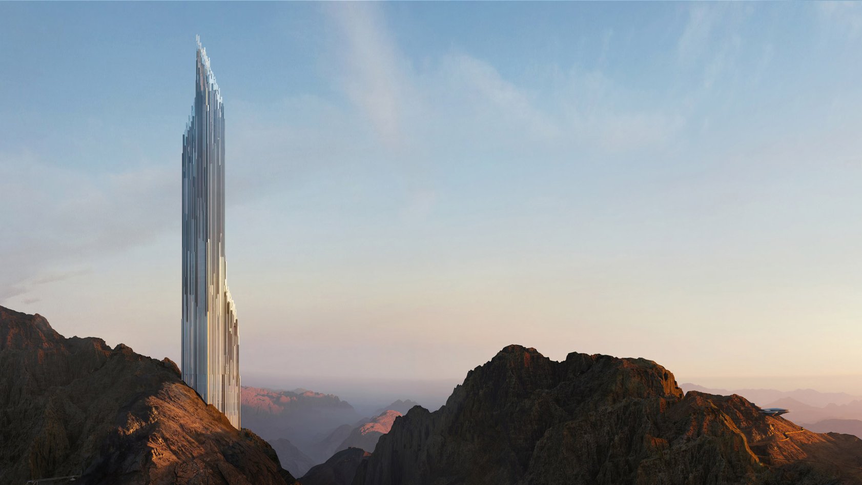 Компания Neom опубликовала рендеры кристаллического небоскреба от Zaha Hadid Architects