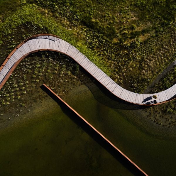 Компания White Arkitekter спроектировала пруд для ливневой канализации с извилистой дорожкой