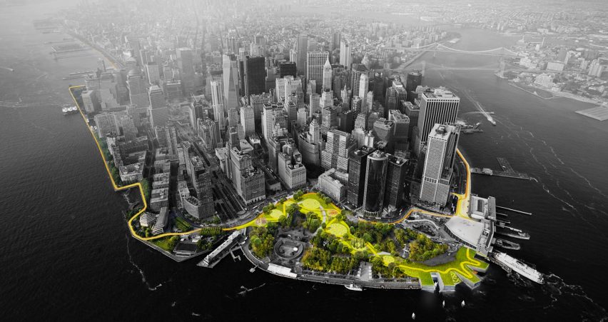 Рендеринг проекта BIG Big-U для Нижнего Манхэттена