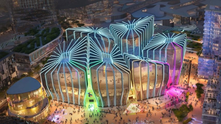 Многолюдное дизайнерское предложение для игровой арены в городе Киддия