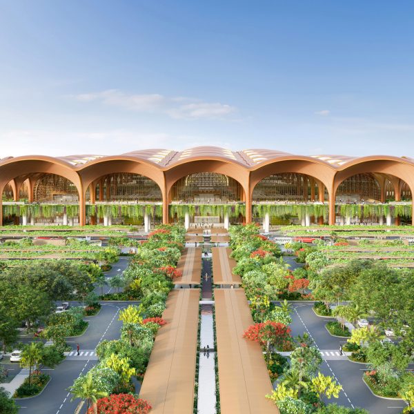 Foster + Partners представляет международный аэропорт Техо с крышей «деревянного навеса»