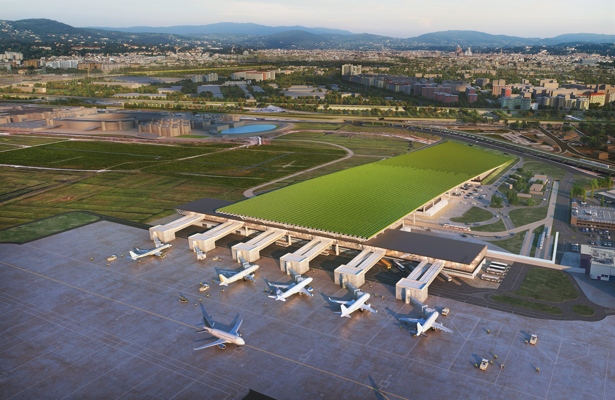 Rafael Viñoly Architects представляет проект терминала аэропорта с виноградником во Флоренции, Италия