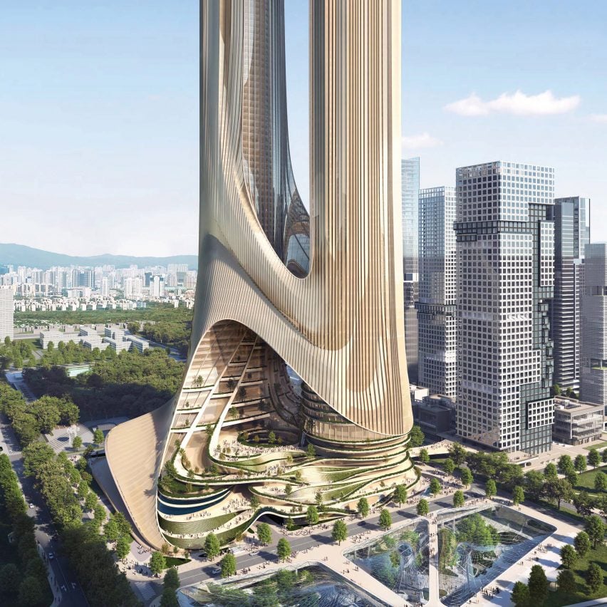 Внешний вид сверхвысокой башни C от Zaha Hadid Architects в Шэньчжэне
