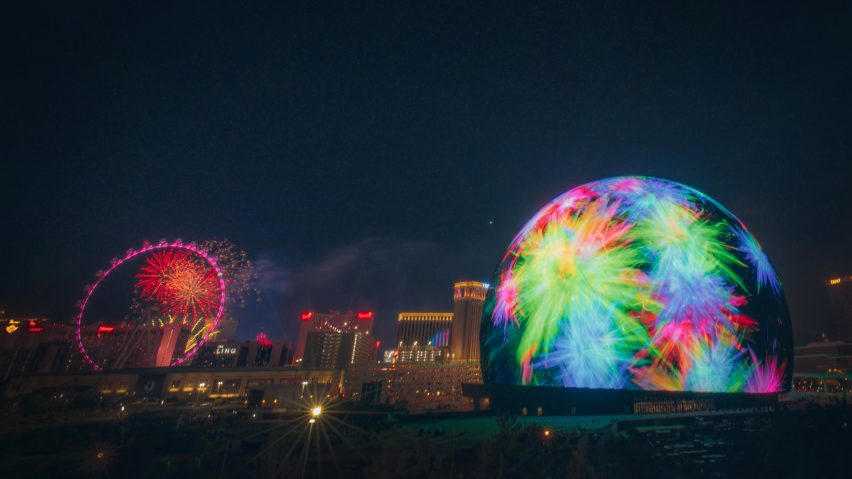 Фейерверки на MSG Sphere в Лас-Вегасе
