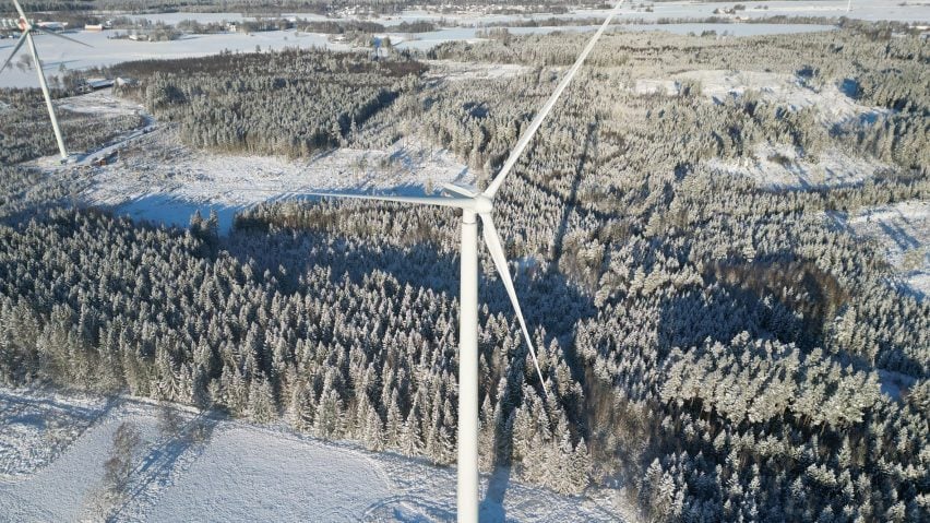 Деревянная ветряная башня Modvion в Скаре, Швеция