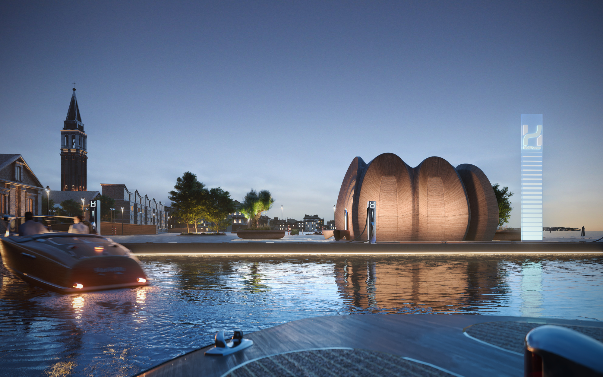 Zaha Hadid Architects представляет проект водородных заправочных станций вдоль итальянской гавани