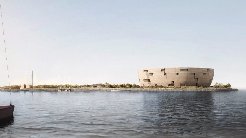 Рендеринг фасада музея Лусаил от Herzog & de Meuron в Катаре