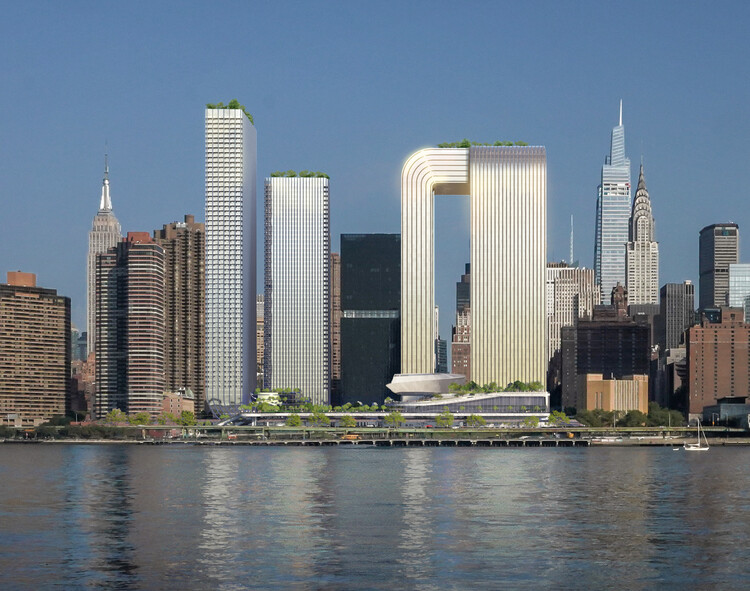 Консольные башни BIG Designs, окружающие площадь Свободы на набережной Манхэттена — изображение 2 из 10