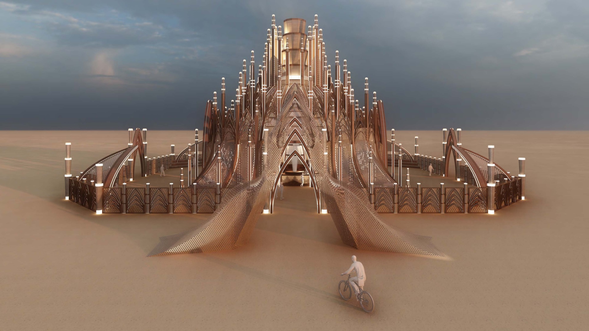 Burning Man представляет храм 2024 года, спроектированный с элементами неоготики и Хайзара