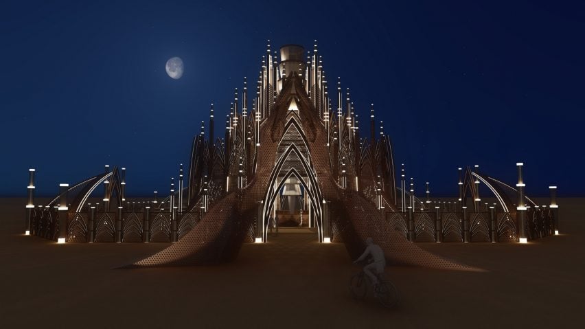 Ночной вид на храм Burning Man, 2024 год.