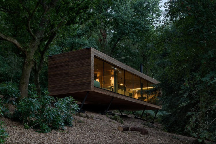 Looking Glass Lodge / Michael Kendrick Architects — Экстерьерная фотография, лес, окна