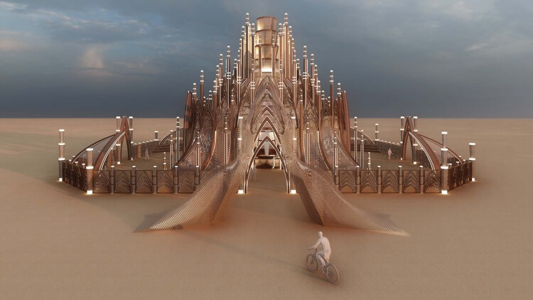 Burning Man представляет храм 2024 года, спроектированный с элементами неоготики и Хайзара — изображение 1 из 6