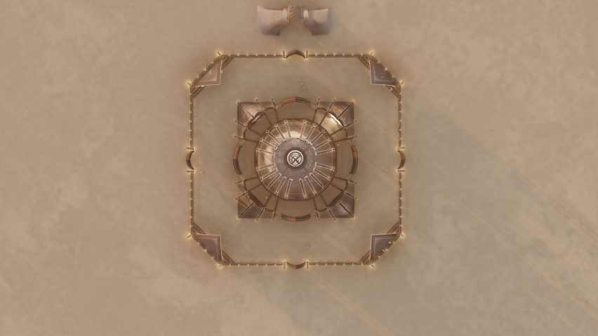 Вид с воздуха на храм Burning Man 2024 года