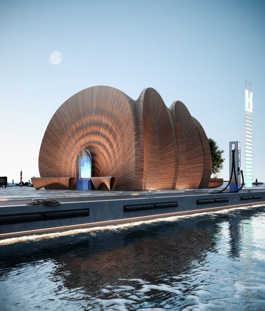 Рендеринг заправочных станций от NatPower H и Zaha Hadid Architects