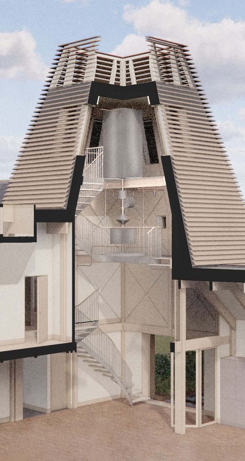 Вид на «водонапорную башню» в Breach House от Studio Bark