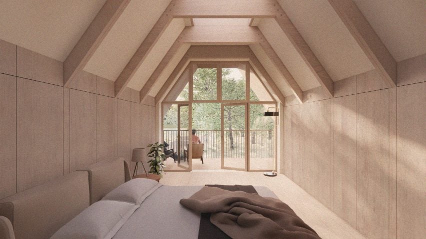 Предлагаемый интерьер спальни в Breach House от Studio Bark