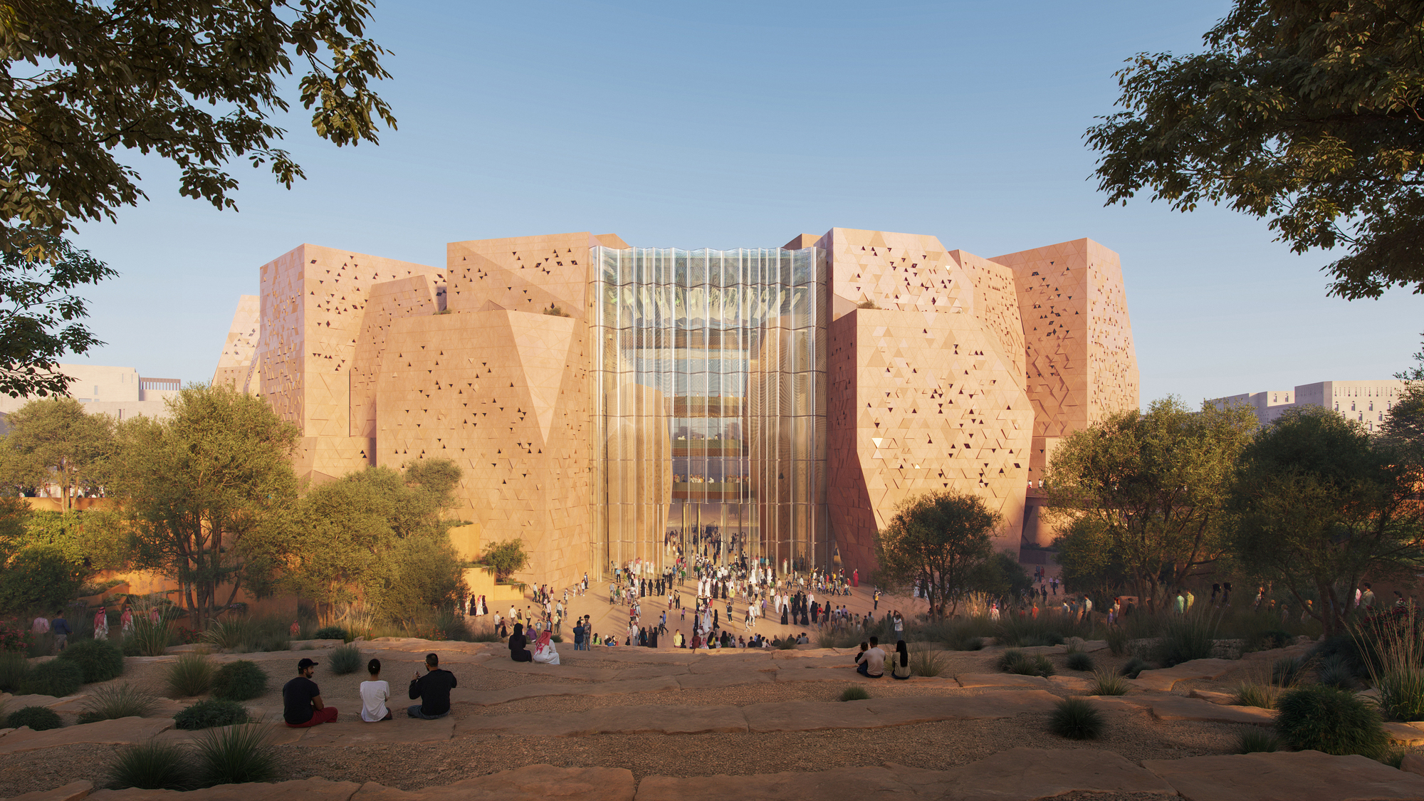HKS Architects представляет дизайн спортивной арены в Саудовской Аравии, вдохновленный геологией