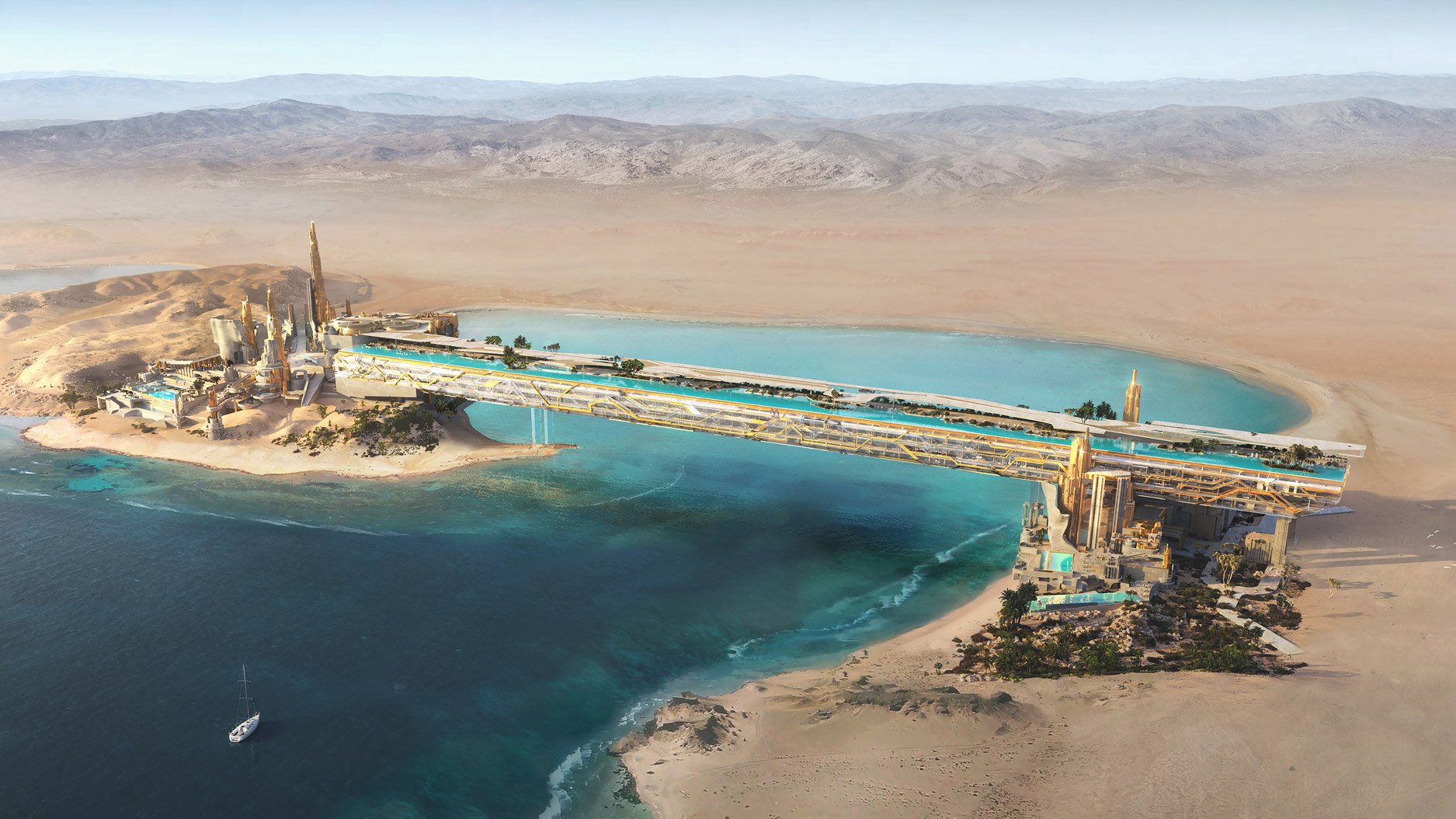 Марк Фостер Гейдж спроектировал мост-отель длиной 450 метров в Неоме