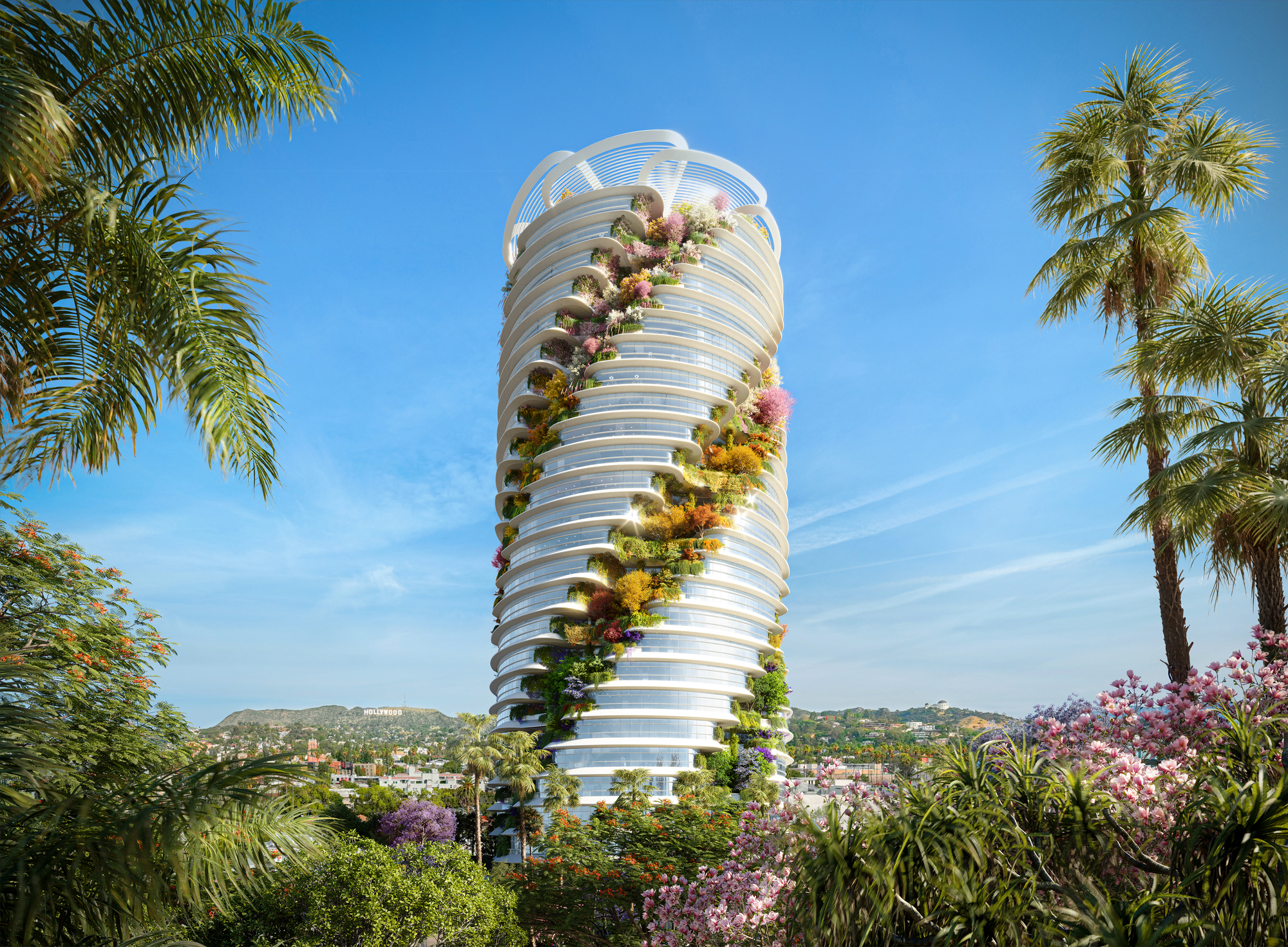 Foster + Partners представляет проект офисной башни со спиральными садами в Лос-Анджелесе, США