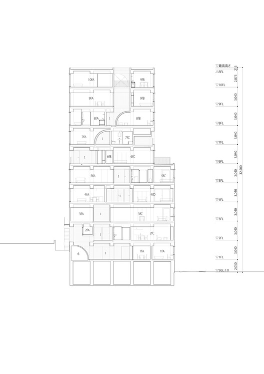 Mikumizaka Flats / Hiroyuki Ito Architects — Изображение 22 из 23