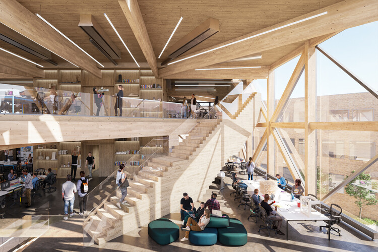 BIG и Канзасская школа архитектуры и дизайна представляют массивную древесину "Кубе создателей" Кампус университета – изображение 3 из 6