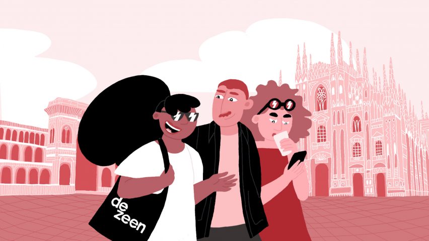 Иллюстрация людей перед Миланским собором