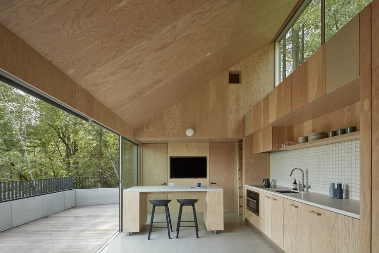 Гостевой дом Crest / Mork-Ulnes Architects - Фотография интерьера, кухня, раковина, столешница, фасад