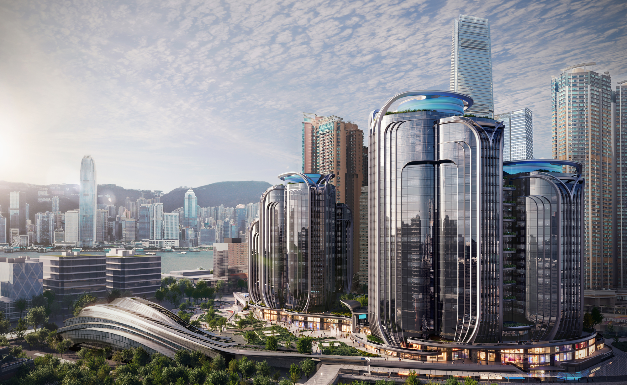 Знаменитый проект Zaha Hadid Architects достиг уровня крыши в Гонконге