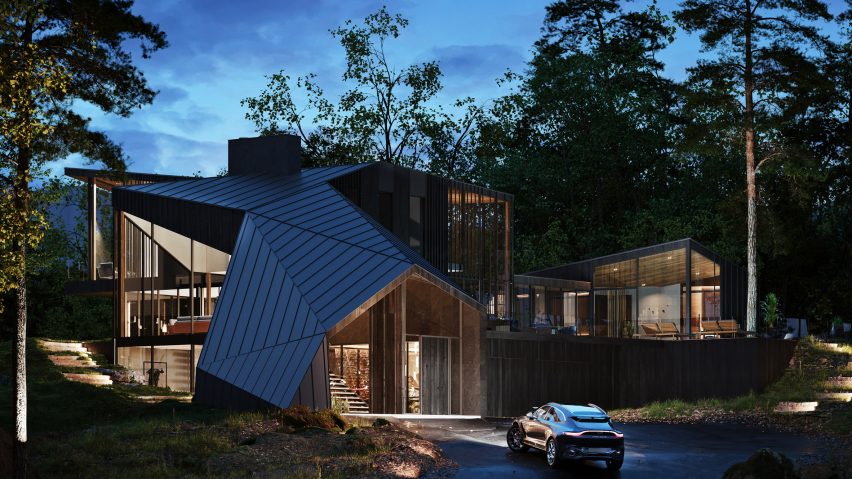 Фасад дома Sylvan Rock из черного кедра от S3 Architecture и Aston Martin