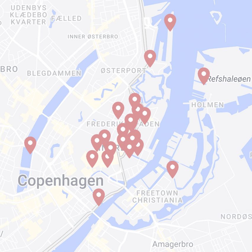 Карта Копенгагена с булавками