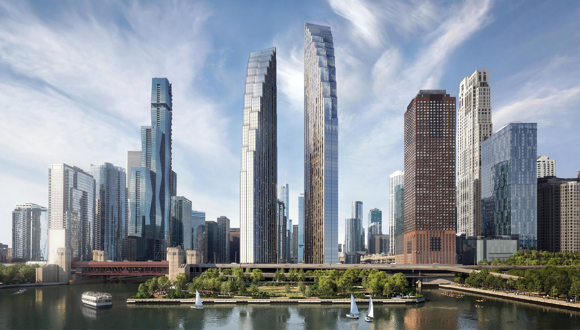 Жилые башни SOM в Чикаго строятся в США